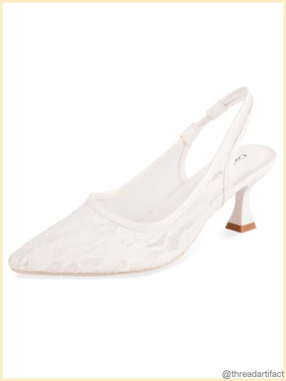 Lace Mesh Slingback Kitten Heels Pointed Closed Toe Pumps